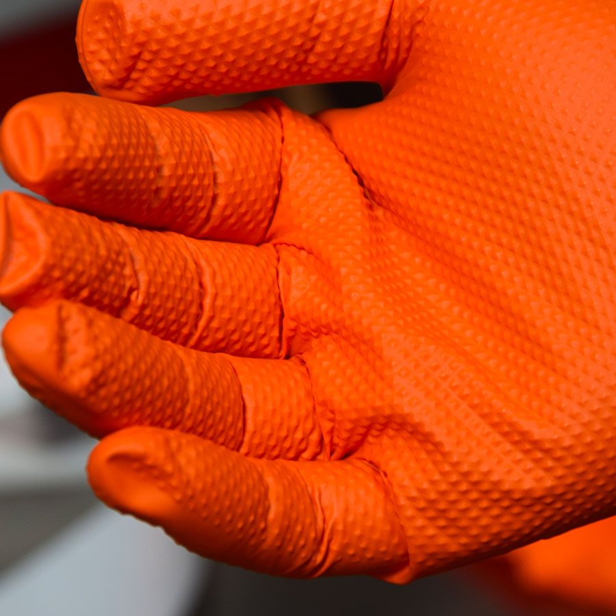 Ultra Orange - Gant nitrile jetable orange texturés ultra